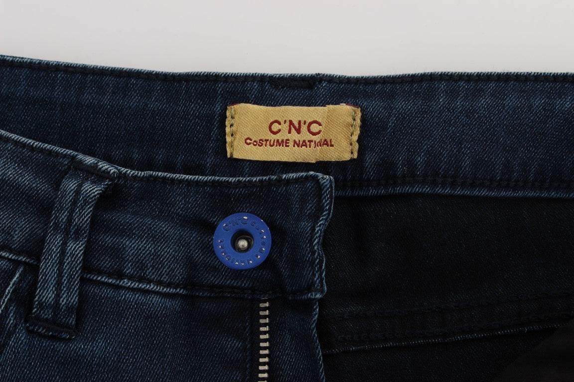 Costume National Blue Cotton Blend Slim Fit Jeans - Hilstor