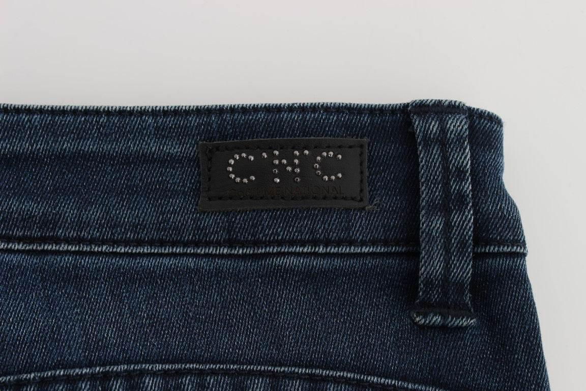 Costume National Blue Cotton Blend Slim Fit Jeans - Hilstor