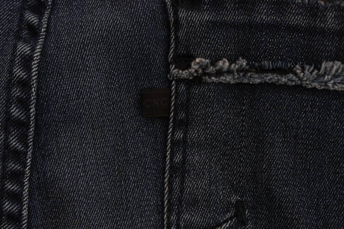 Costume National Blue Cotton Blend Slim Fit Jeans - Hilstor