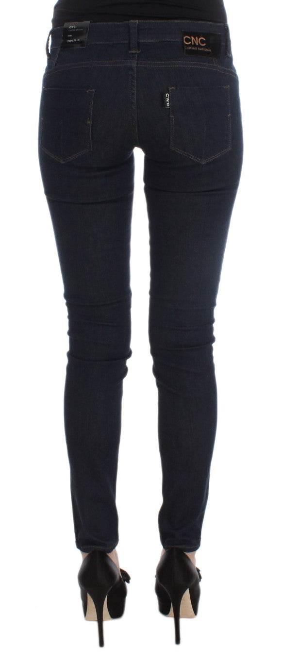 Costume National Blue Cotton Blend Slim Fit Jeans - Hilstor