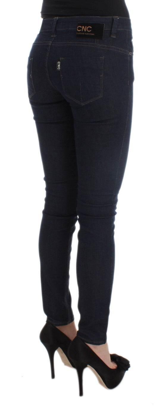 Costume National Blue Cotton Blend Slim Fit Jeans - Hilstor