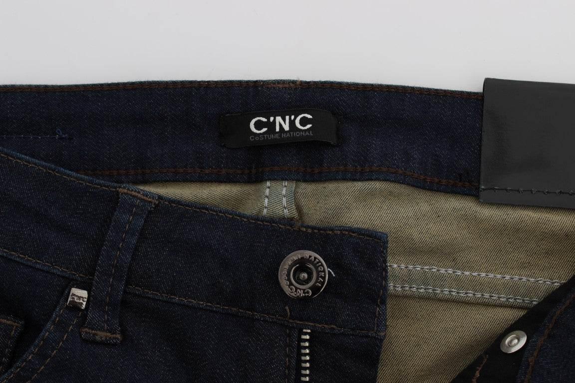 Costume National Blue Cotton Blend Slim Fit Jeans - Hilstor