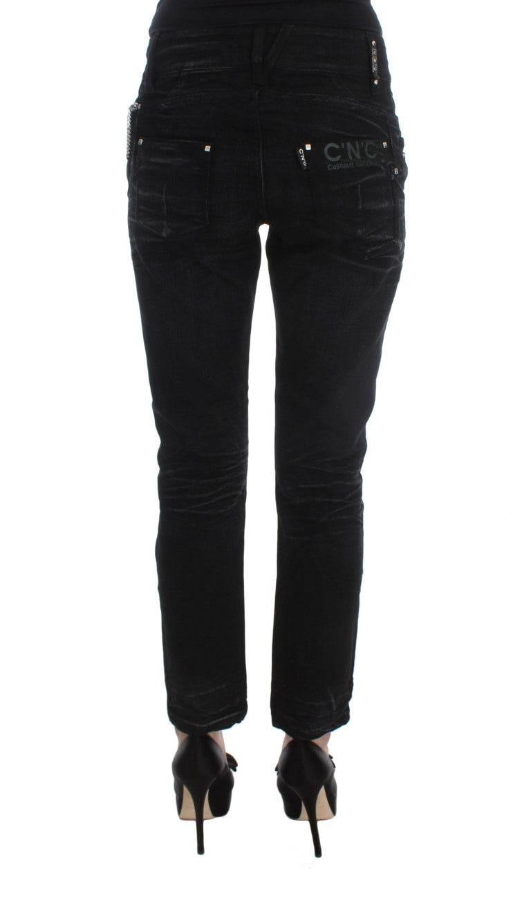 Costume National Black Cotton Slouchy Slims Fit Jeans - Hilstor
