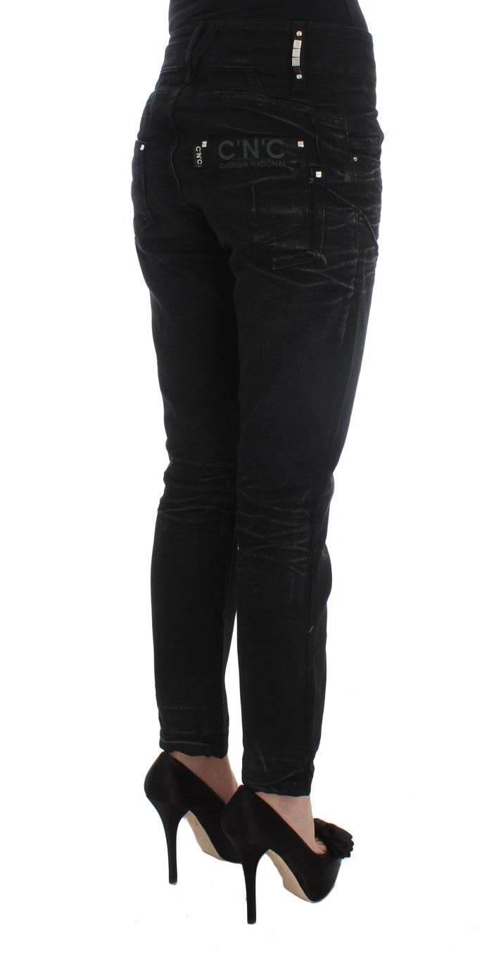 Costume National Black Cotton Slouchy Slims Fit Jeans - Hilstor