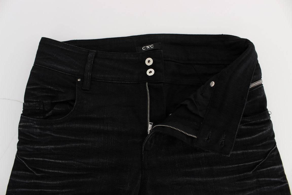 Costume National Black Cotton Slouchy Slims Fit Jeans - Hilstor