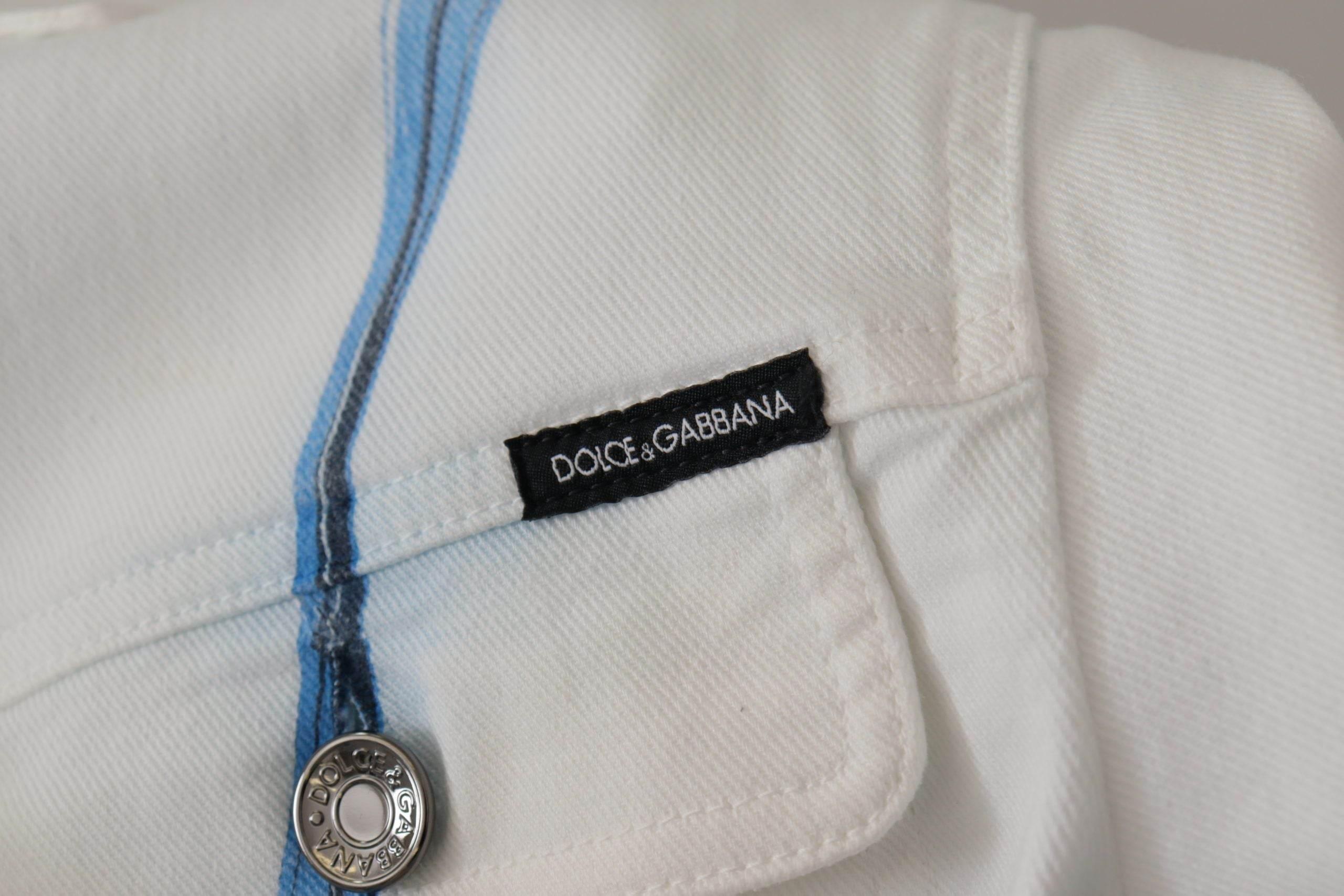 Dolce & Gabbana Multicolor Logo Embroidered Denim Jacket - Hilstor