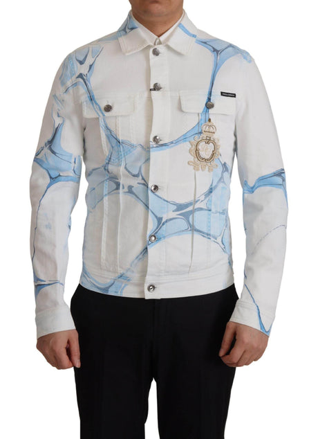 Dolce & Gabbana Multicolor Logo Embroidered Denim Jacket - Hilstor