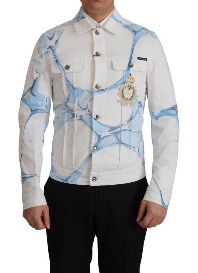 Dolce & Gabbana Multicolor Logo Embroidered Denim Jacket - Hilstor