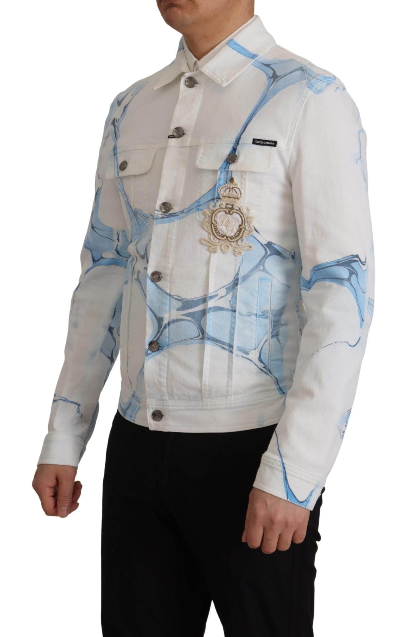 Dolce & Gabbana Multicolor Logo Embroidered Denim Jacket - Hilstor