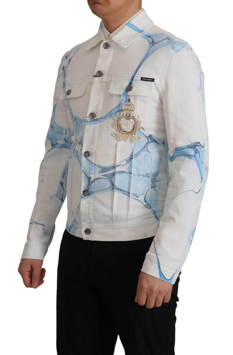 Dolce & Gabbana Multicolor Logo Embroidered Denim Jacket - Hilstor