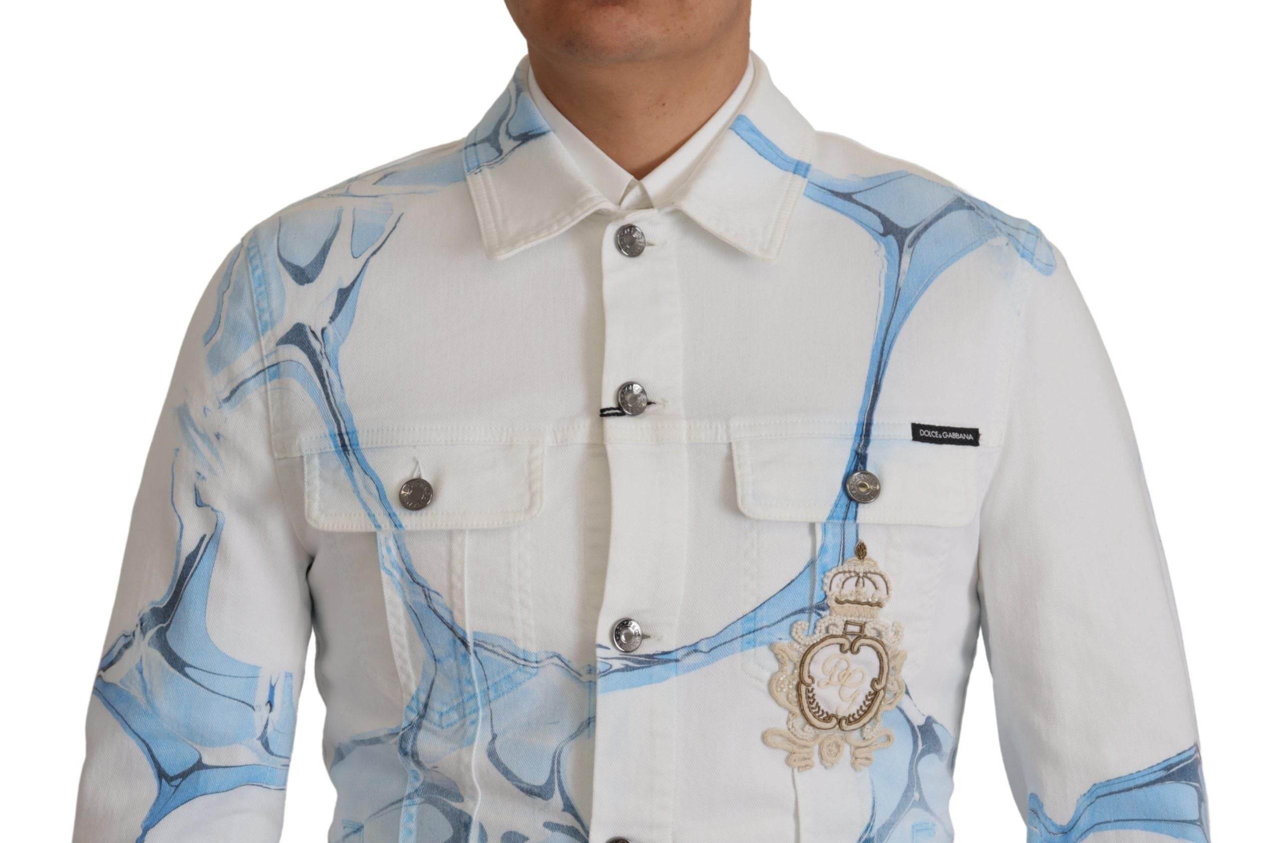 Dolce & Gabbana Multicolor Logo Embroidered Denim Jacket - Hilstor