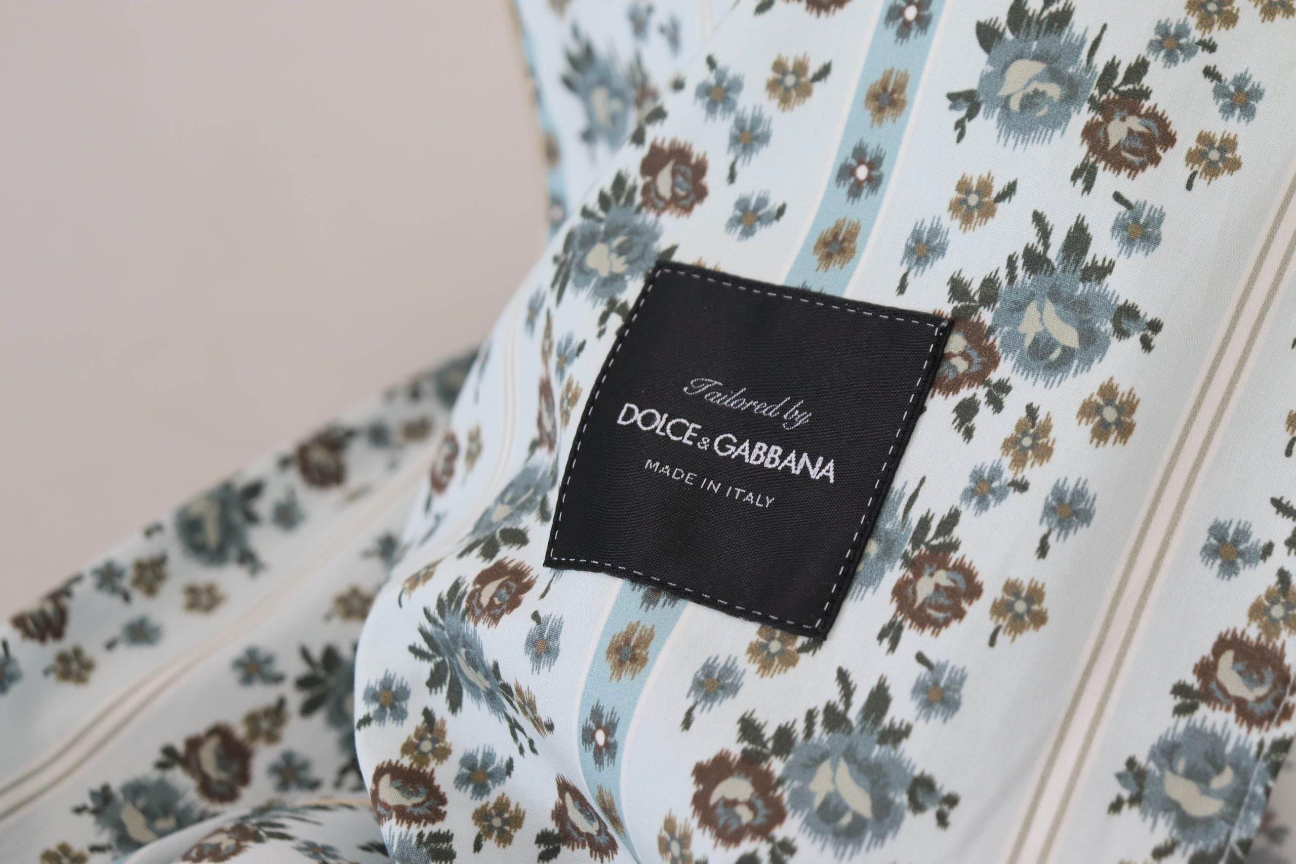 Dolce & Gabbana Blue Floral Cotton Robe Coat Jacket - Hilstor