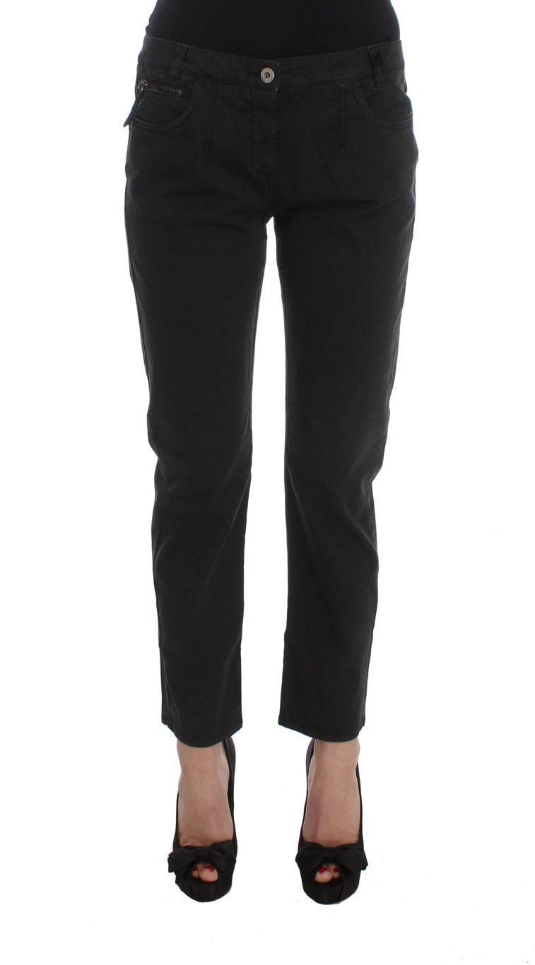 Costume National Black Cotton Capri Cropped Denim Jeans - Hilstor