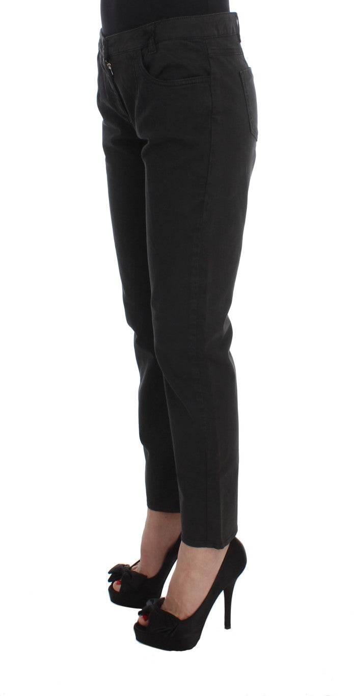 Costume National Black Cotton Capri Cropped Denim Jeans - Hilstor