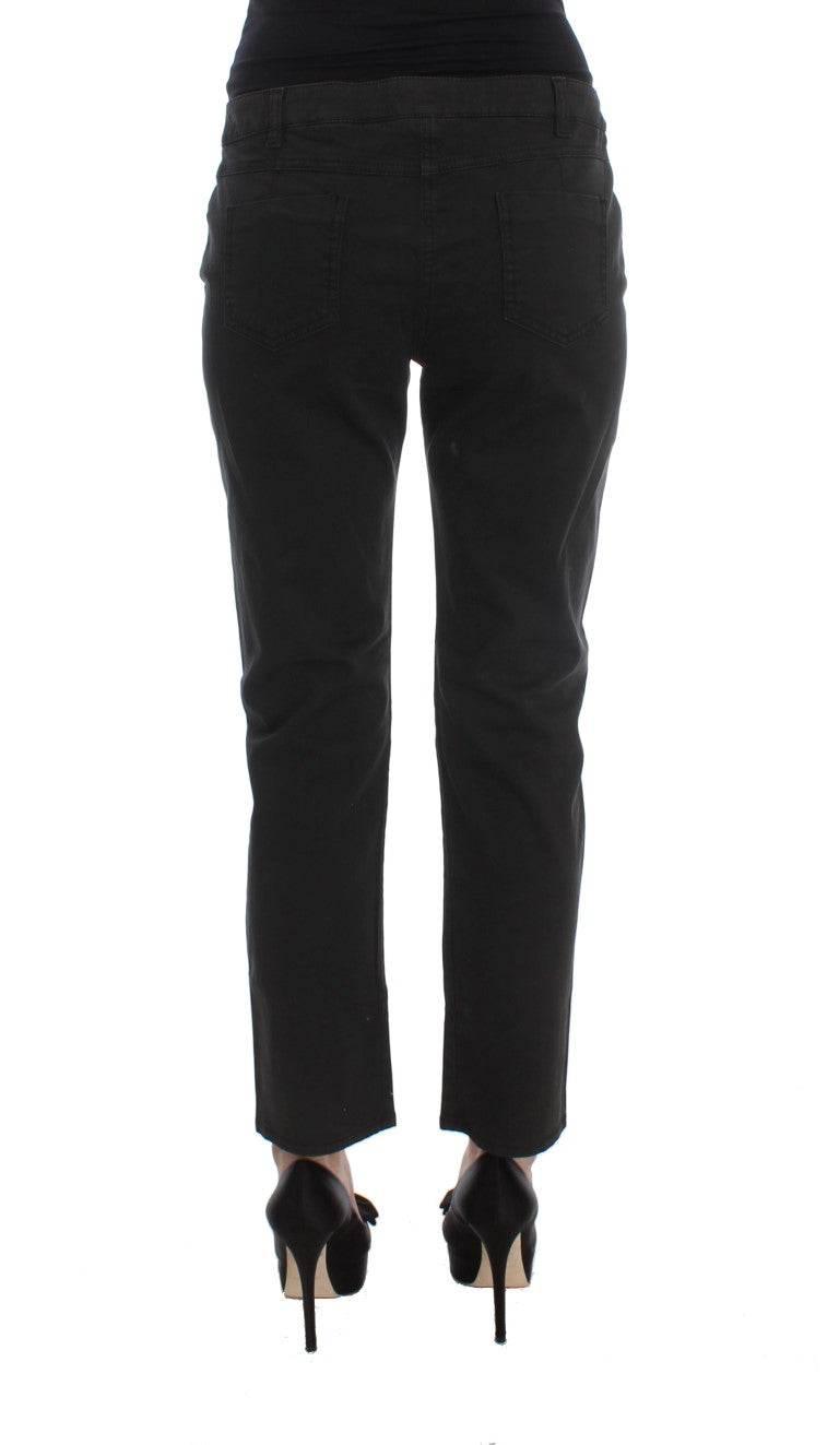 Costume National Black Cotton Capri Cropped Denim Jeans - Hilstor