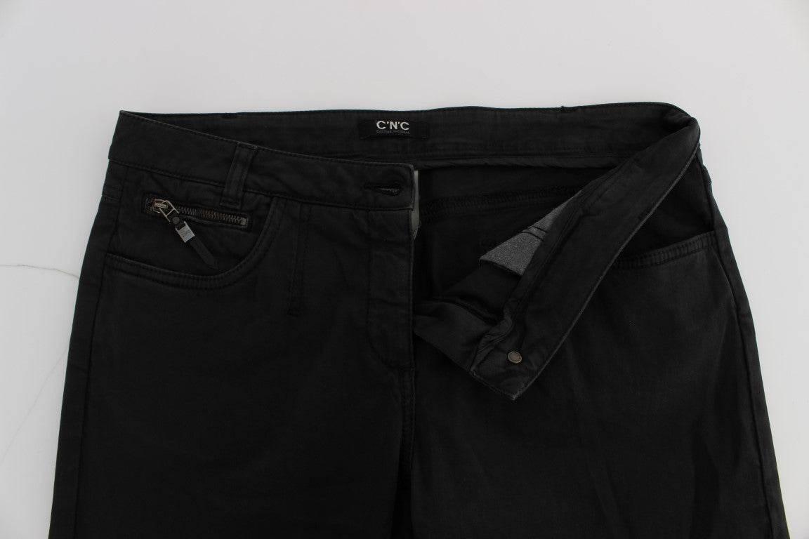 Costume National Black Cotton Capri Cropped Denim Jeans - Hilstor