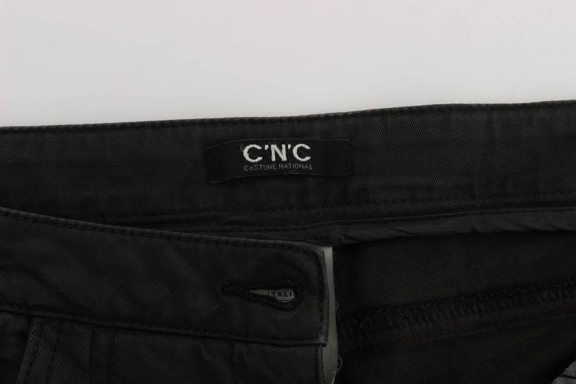 Costume National Black Cotton Capri Cropped Denim Jeans - Hilstor
