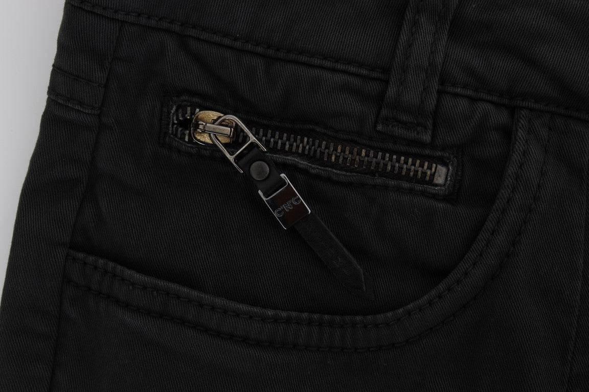 Costume National Black Cotton Capri Cropped Denim Jeans - Hilstor