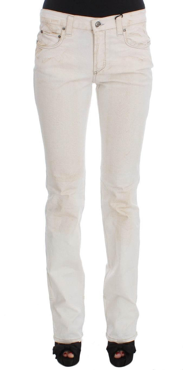 Costume National White Cotton Slim Fit Bootcut Jeans - Hilstor