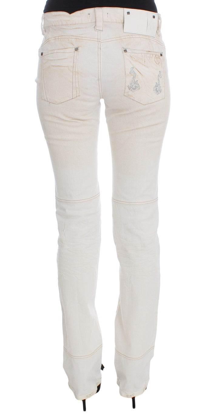 Costume National White Cotton Slim Fit Bootcut Jeans - Hilstor