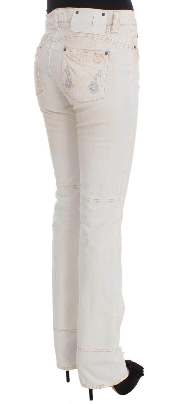 Costume National White Cotton Slim Fit Bootcut Jeans - Hilstor