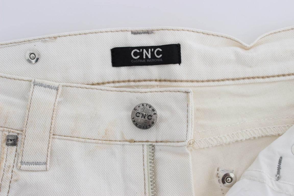 Costume National White Cotton Slim Fit Bootcut Jeans - Hilstor