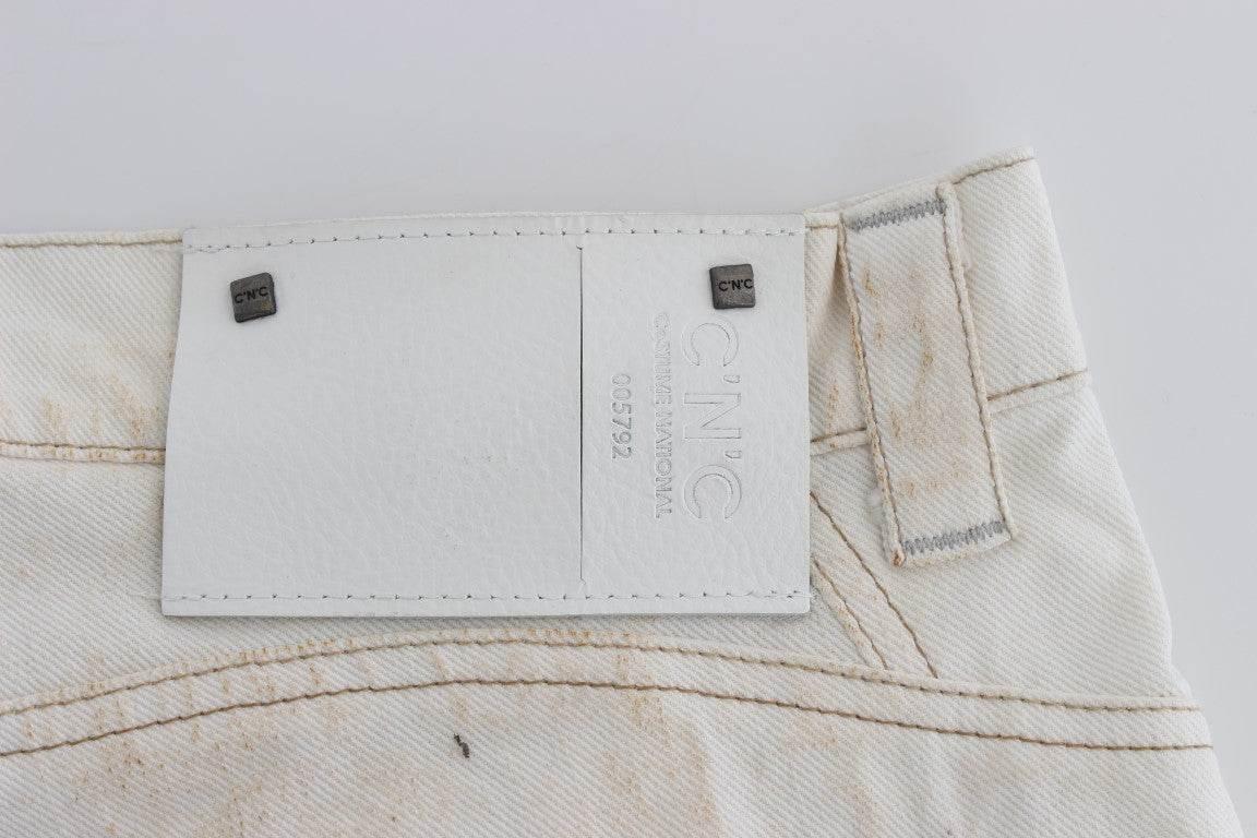 Costume National White Cotton Slim Fit Bootcut Jeans - Hilstor