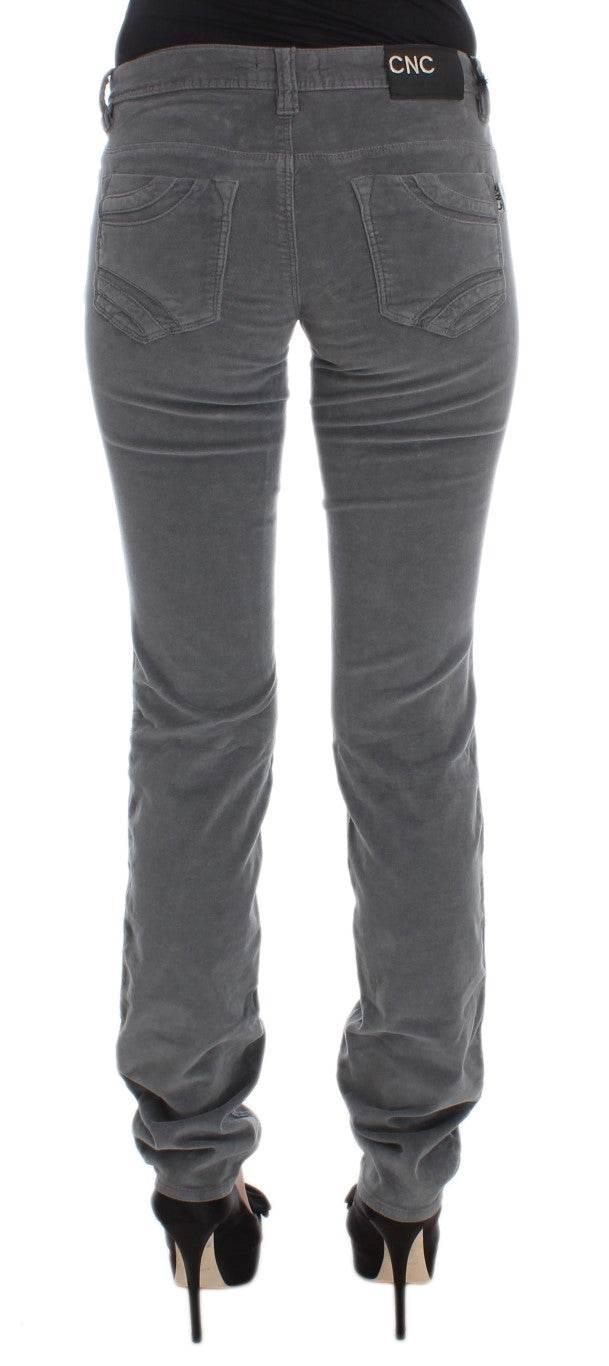 Costume National Gray Cotton Super Slim Corduroys Jeans - Hilstor