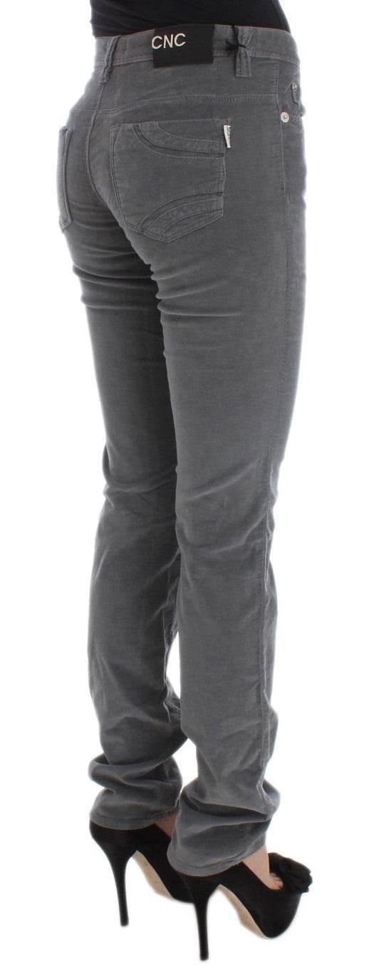 Costume National Gray Cotton Super Slim Corduroys Jeans - Hilstor