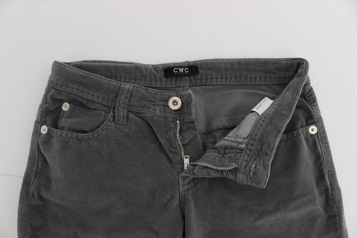 Costume National Gray Cotton Super Slim Corduroys Jeans - Hilstor