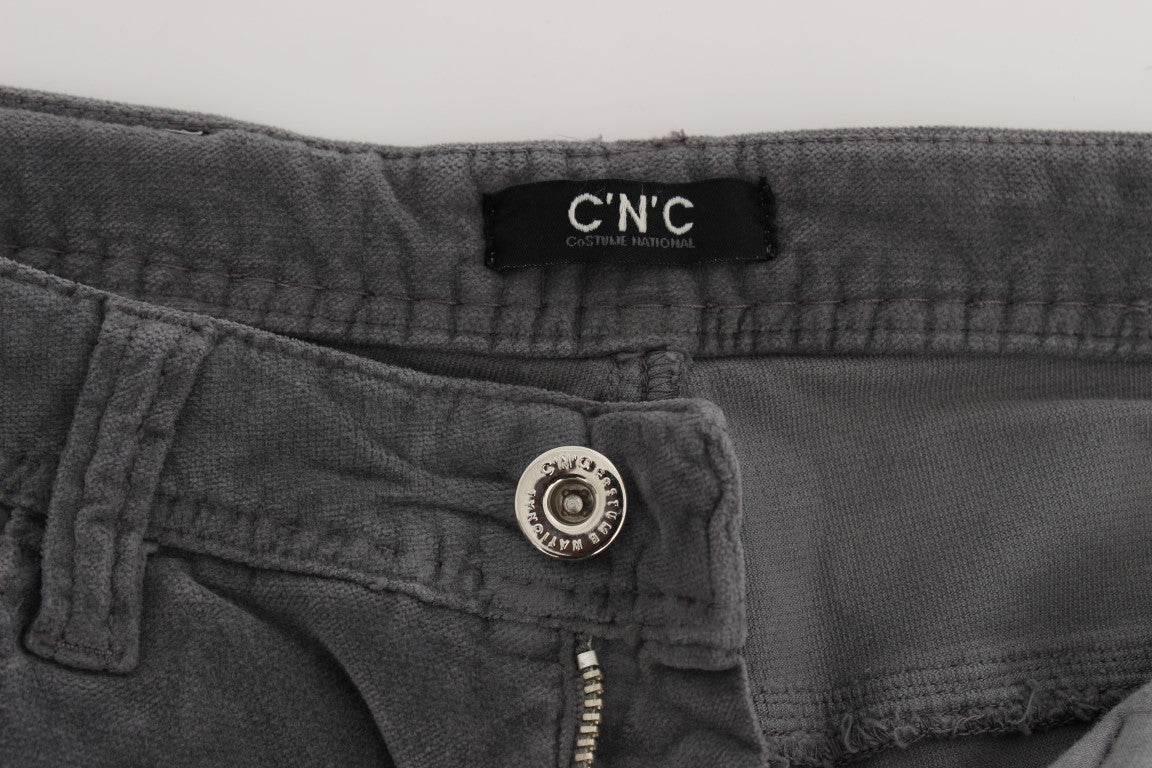 Costume National Gray Cotton Super Slim Corduroys Jeans - Hilstor