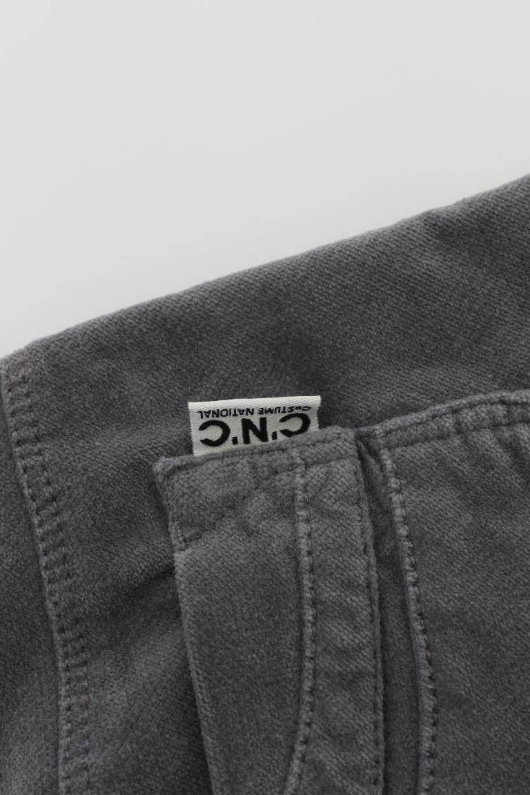 Costume National Gray Cotton Super Slim Corduroys Jeans - Hilstor