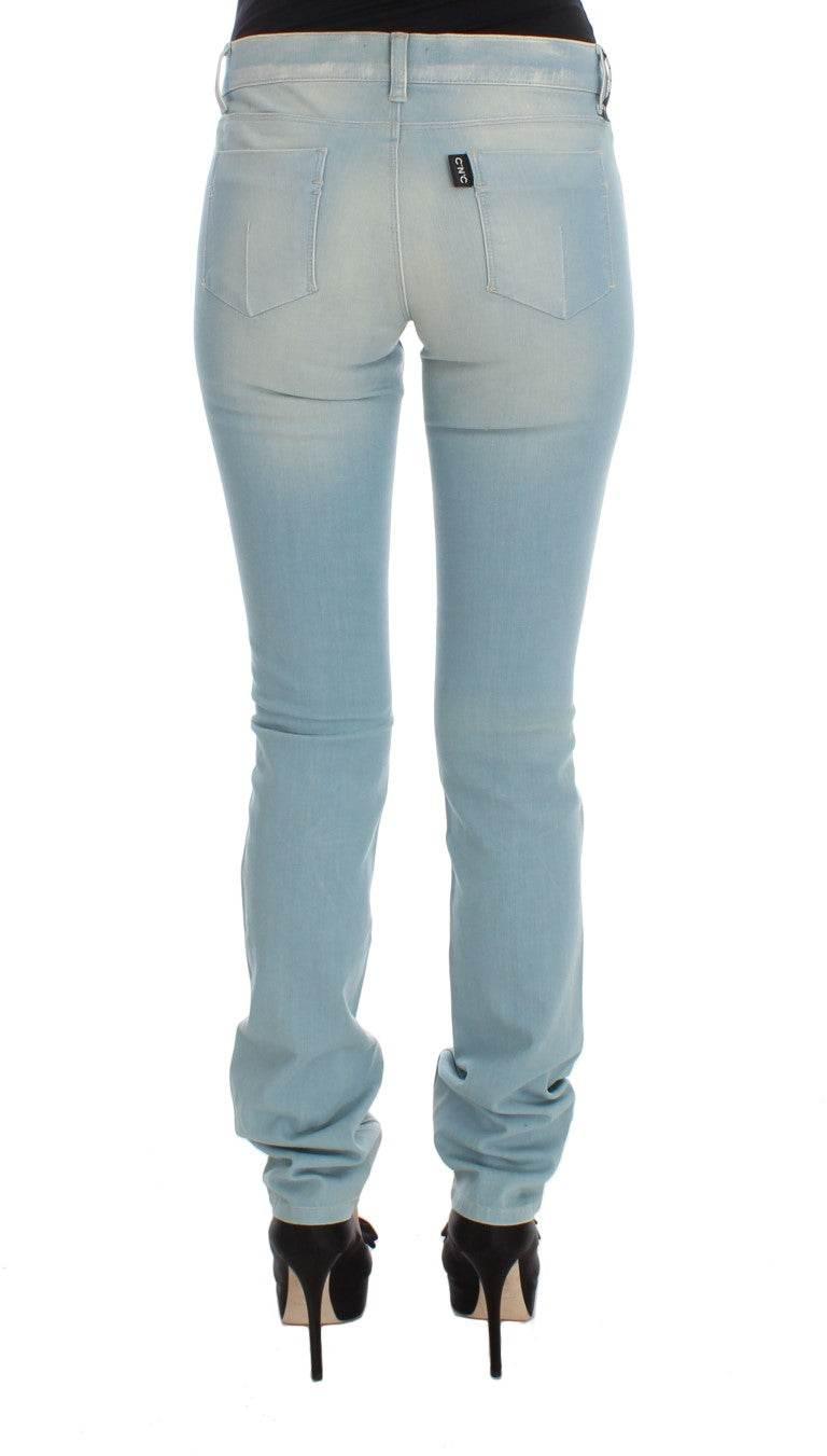 Costume National Blue Cotton Blend Super Slim Fit Jeans - Hilstor