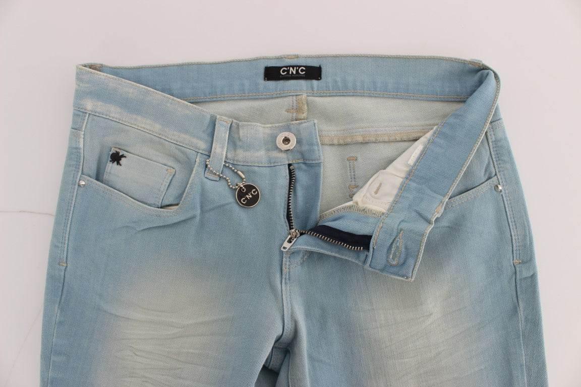 Costume National Blue Cotton Blend Super Slim Fit Jeans - Hilstor