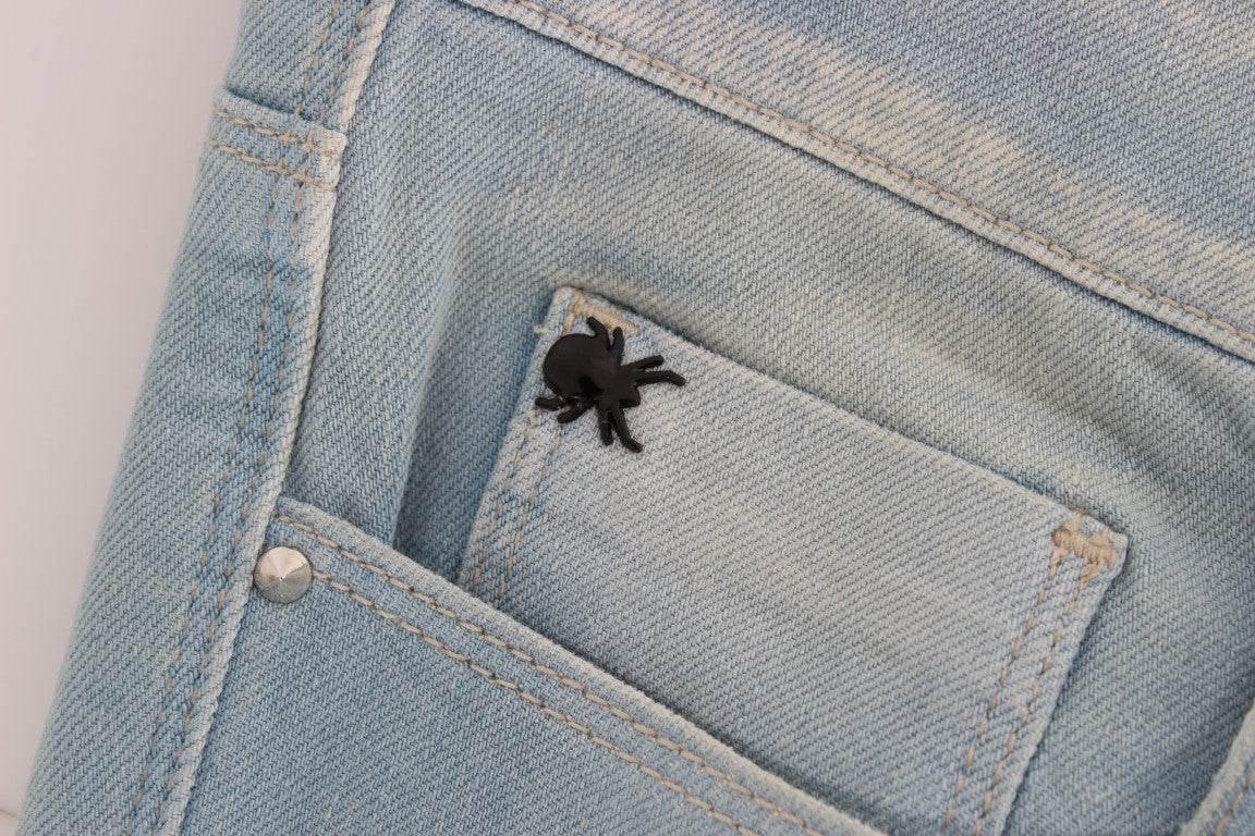 Costume National Blue Cotton Blend Super Slim Fit Jeans - Hilstor