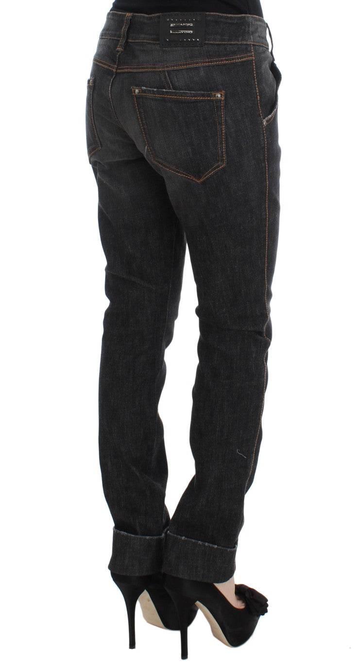 Ermanno Scervino Gray Cotton Slim Fit Denim Jeans - Hilstor