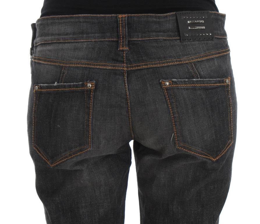 Ermanno Scervino Gray Cotton Slim Fit Denim Jeans - Hilstor