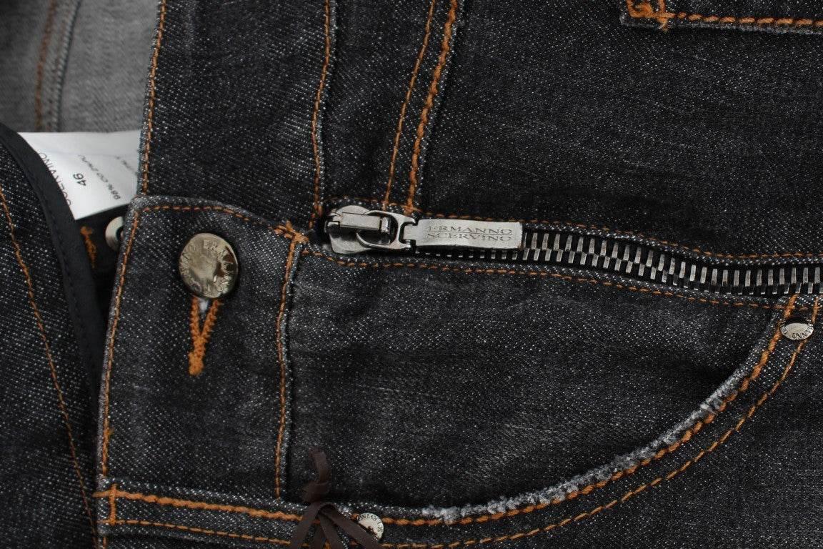 Ermanno Scervino Gray Cotton Slim Fit Denim Jeans - Hilstor