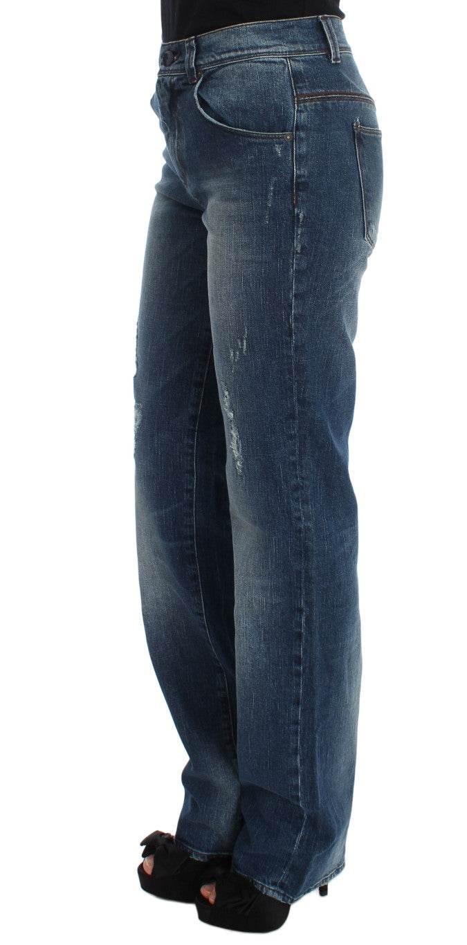 Ermanno Scervino Blue Wash Cotton Blend Slim Fit Jeans - Hilstor