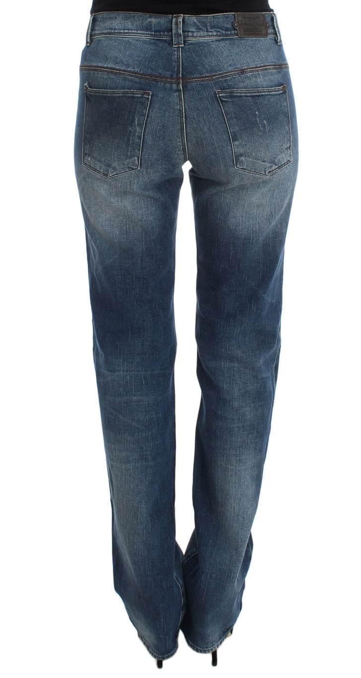 Ermanno Scervino Blue Wash Cotton Blend Slim Fit Jeans - Hilstor
