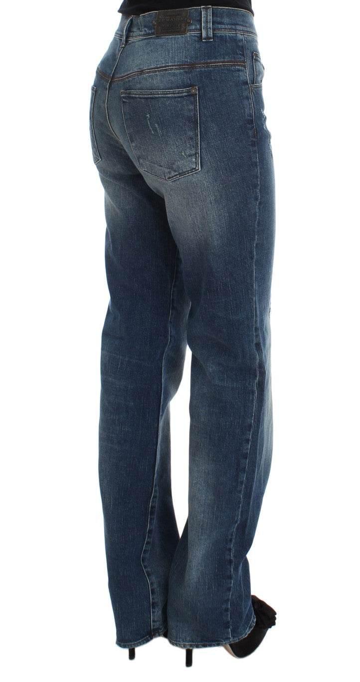 Ermanno Scervino Blue Wash Cotton Blend Slim Fit Jeans - Hilstor