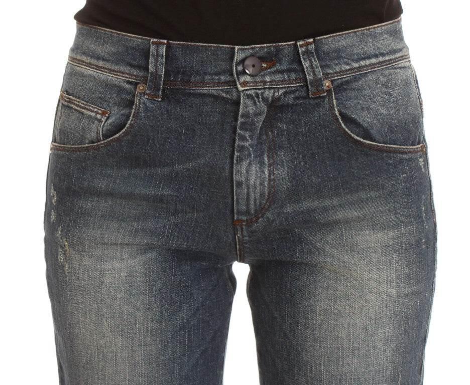 Ermanno Scervino Blue Wash Cotton Blend Slim Fit Jeans - Hilstor