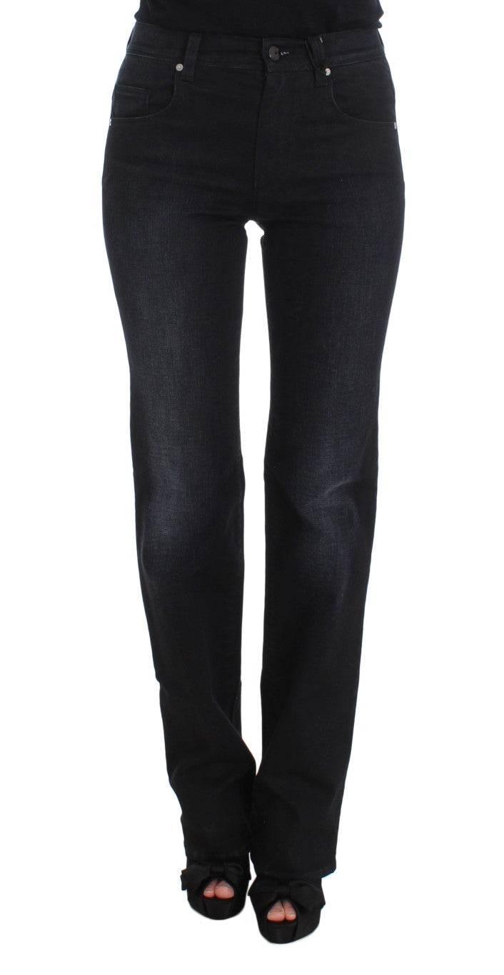 Ermanno Scervino Blue Cotton Blend Slim Fit Bootcut Jeans - Hilstor