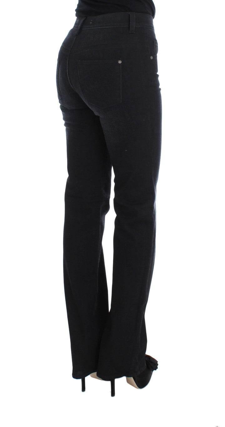 Ermanno Scervino Blue Cotton Blend Slim Fit Bootcut Jeans - Hilstor