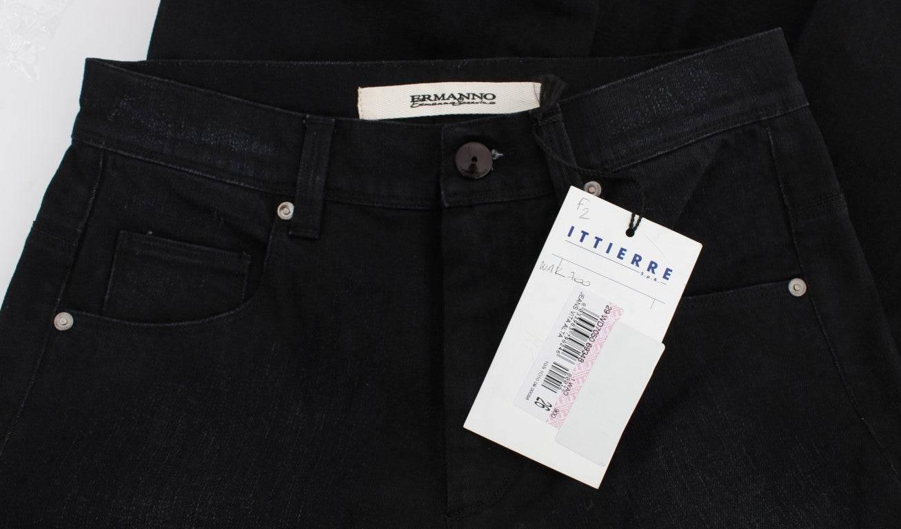 Ermanno Scervino Blue Cotton Blend Slim Fit Bootcut Jeans - Hilstor