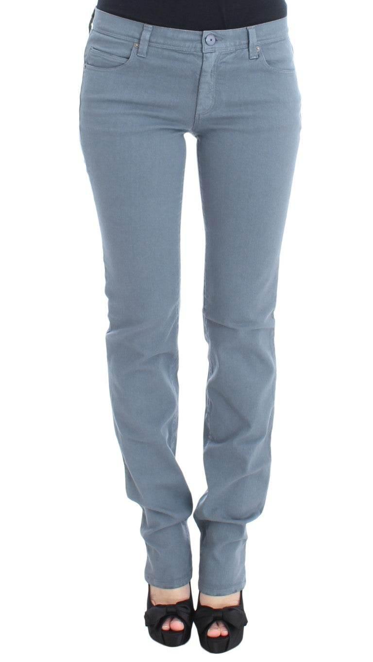 Ermanno Scervino Blue Cotton Blend Slim Fit Bootcut Jeans - Hilstor