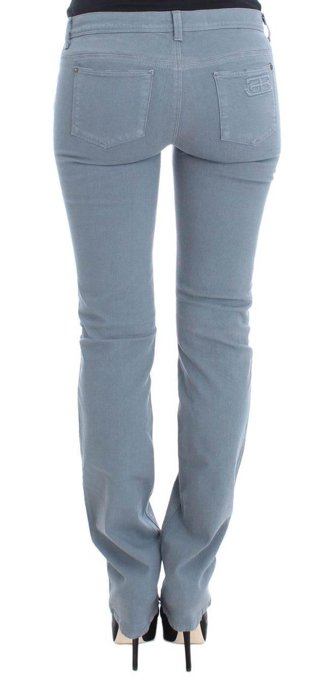 Ermanno Scervino Blue Cotton Blend Slim Fit Bootcut Jeans - Hilstor