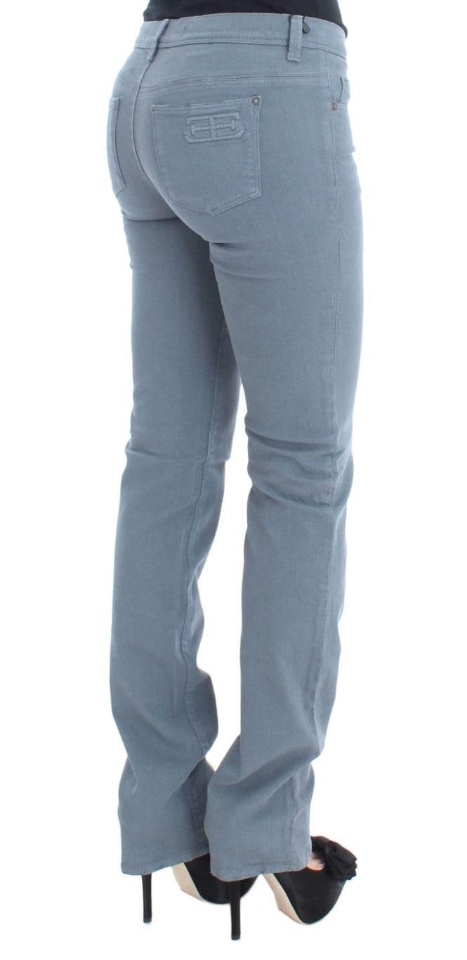 Ermanno Scervino Blue Cotton Blend Slim Fit Bootcut Jeans - Hilstor