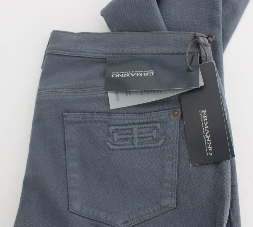 Ermanno Scervino Blue Cotton Blend Slim Fit Bootcut Jeans - Hilstor