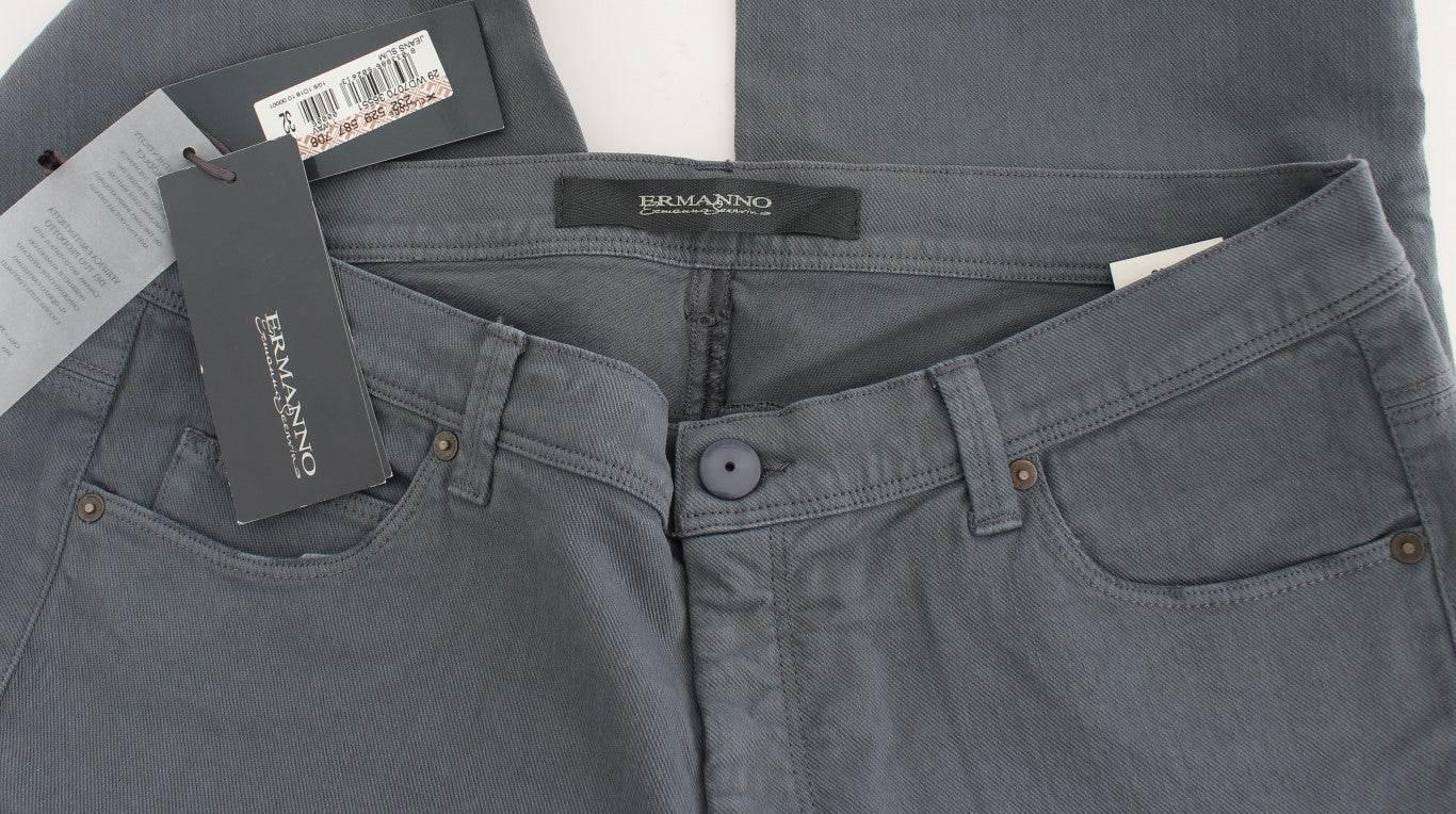 Ermanno Scervino Blue Cotton Blend Slim Fit Bootcut Jeans - Hilstor